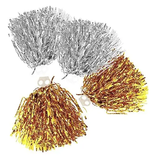Produktbild: Sosoport 4 Stück Blumen-Cheerleader-strauß Aufführung Pom Goldene Pompons Pom Poms Für Sportveranstaltungen Party Jubelnde Requisiten Cheer Pompom Requisiten Kleidung Das Haustier Schmücken