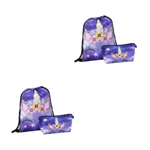Produktbild: Sosoport 4-teiliges Kordelzugbeutel-set 3d-gedruckter Blumenstrauß Make-up-tasche Fitnesstasche Partygeschenk Für Mädchen Und Jugendliche