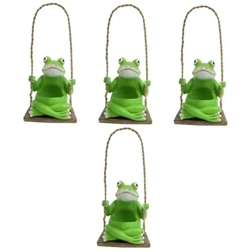 Produktbild: Sosoport 4 Stück Froschschaukel-Blumentopf Blumentöpfe Wohnkultur Gartenschaukel-Pflanzgefäß Hängender Blumentopf aus Kunstharz schwingen Sukkulente Pflanzen Kleiner Kaktus