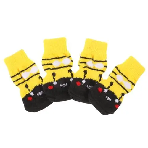 Produktbild: Sosoport 4 Stück Hundesocken Nicht Aus Baumwolle Wärmende Pfoten Für Die Kalte Jahreszeit Entzückendes Cartoon-Muster