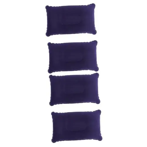 Produktbild: Sosoport 4 Stück Outdoor-Kissen Campingkissen aufblasbares Kissen Beflockung Kissen tragbares Kissen Lagerkissen aufblasbares kopfkissen inflatable pillow Nackenkissen Reisekissen Blue