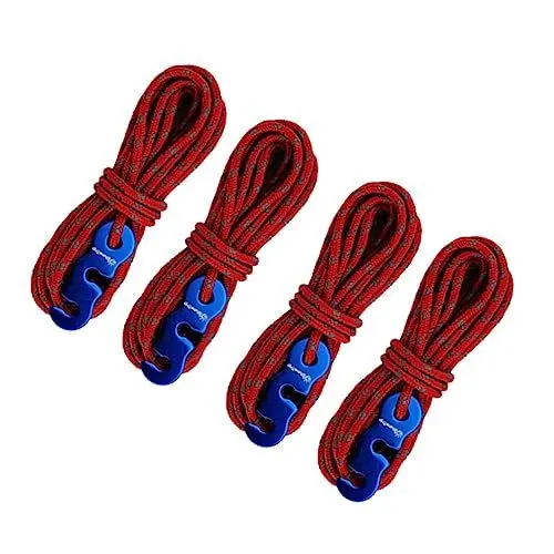 Produktbild: Sosoport 4 Stück Zeltzubehör Campingseil Lagerseile Mit Seilspanner Einsteller Nylonschnur Zeltschnur Campingschnur Markise Aluminium Schnur Abspannseil Tipi Reflektierendes Seil Draussen