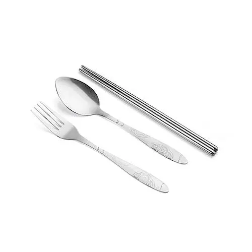 Produktbild: Sosoport 4-teiliges Reisebesteck-set Aus Edelstahl Wiederverwendbares Geschirr Mit Aufbewahrungstasche Für Mittagessen Abendessen Geschäftsreisen Rot