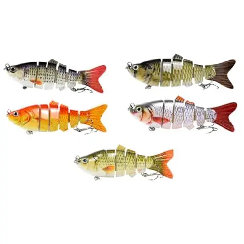 Produktbild: Sosoport 5 Stücke Knotty Fisch Köder Gestreiften Fisch Form Lockt Weiche Spinning Angeln Multi Bass Köder Köder Split Fisch Köder Bunte