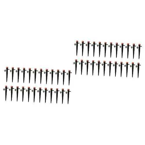 Produktbild: Sosoport 60 Stück 360 8-Loch-Emitter Nozzle sprühdüse Dropper Miniatur Emitter auf einem Pfahl pflanzensprüher Bodentropfer einsetzen Bewässerungswassertropfer einstellbar Startprogramm rot