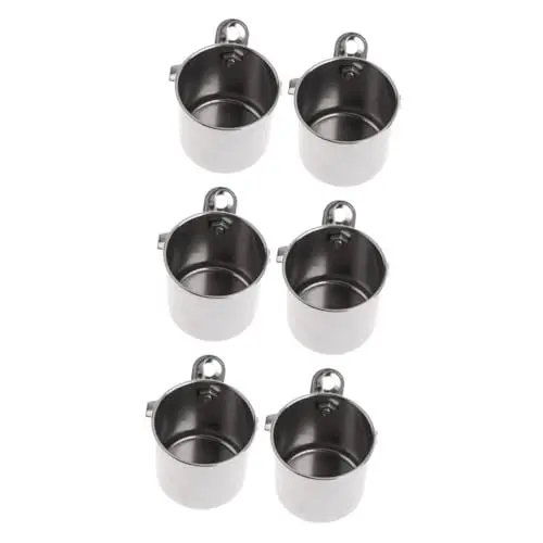 Produktbild: Sosoport 6 STK Papageienschale Skelett Hund Lebensmittelbehälter Bandejas para Comida Käfig Haustierfutterbehälter Behälter Für Haustierfutter Sittich Wasserzufuhr Rostfreier Stahl