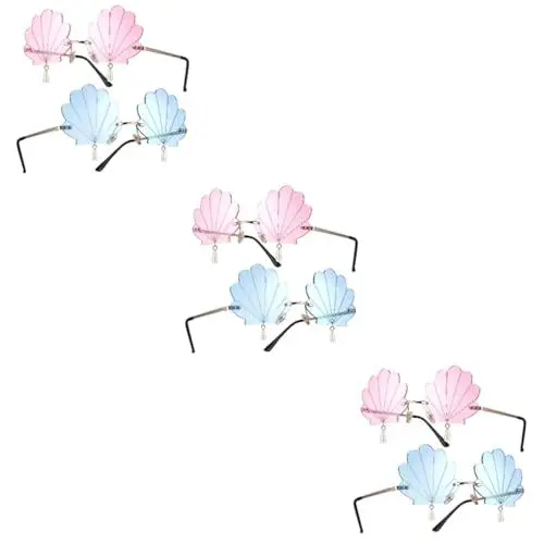 Produktbild: Sosoport 3er-set Muschel-sonnenbrillen Im Rave-stil Leichtes Material Für Damen Partybrille Disco- Einzigartiger Muschelanhänger 2 Stück X 3