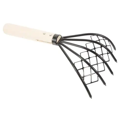 Produktbild: Sosoport 6 Stück Rechen Netzrechen Netzrechen Muschel Grabrechen Grabwerkzeug Strandrechen Holzgriff Baggerrechen Mit Holzgriff Muschelschaber Rechen Werkzeug Muschelrechen