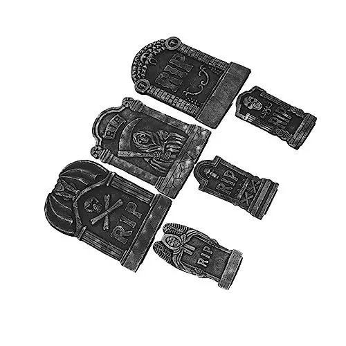 Produktbild: Sosoport 6st Halloween-grabstein Grabstein-Statue Friedhof Grabsteine Unheimliche Grabsteine Streich-Requisiten Grabsteinverzierungen Bar Grabsteine ​​Requisiten Garten Skelett Rasen Schaum