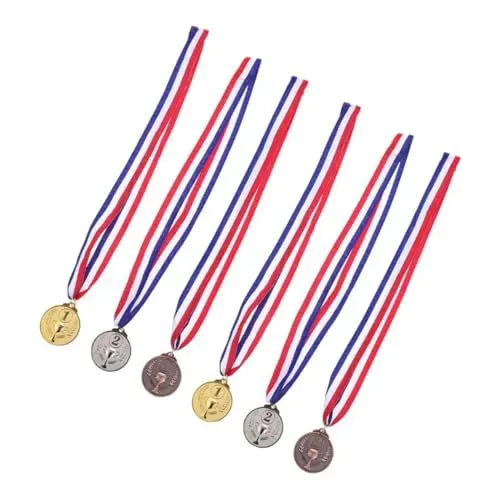 Produktbild: Sosoport 6st Weizenmedaille Gold-silber-bronze-medaillen Auszeichnungsband, Medaillenbänder Medaille Für Kinderstudienpreise Medaille Gastgeschenke Preismedaillen Mit Halsband Zinklegierung