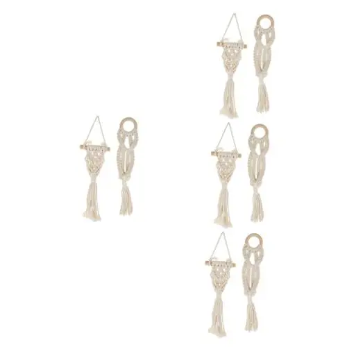 Produktbild: Sosoport 8 STK Blumenkorb bepflanzen Pflanzenaufhänger hängekorb mall Pflanzenständer drinnen Kleiderbügel Pflanzenhänger Makramee-Pflanzenhalter grüner Dill Holzstock Blumentopf Tapisserie
