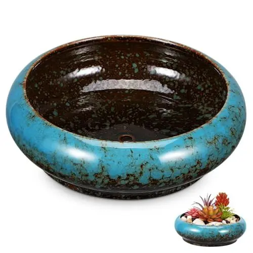 Produktbild: Sosoport Bonsai-Topf Flache Pflanzschale Aus Keramik Für Sukkulenten Und Kakteen Mit Drainage
