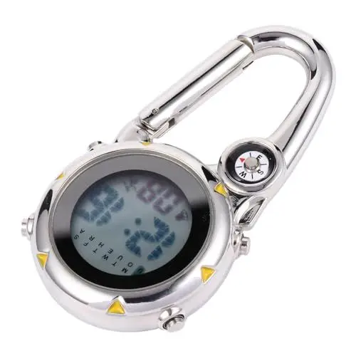 Produktbild: Sosoport Edelstahl Haken Für Digitale Taschenuhr Karabiner Für Uhren Outdoor Haken Zum Aufhängen Der Uhr Zum Anklippen Sportrucksack Für Damen Karabiner Kompass Uhrengehäuse