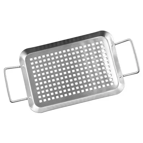 Produktbild: Sosoport Grillpfanne aus Edelstahl für den Außenbereich Backform Grillfleischtablett Mehrzweck-Grillschale Essenstablett Gemüsefach Grillpfannen für den Außengrill BBQ-Tool