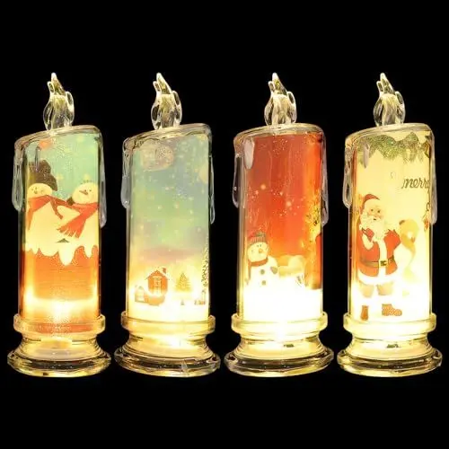 Produktbild: Sosoport Led-Weihnachtskerzen 4 Stück Batteriebetrieben Flammenlos Flackernde Kerzen Nachtlampe Stumpenkerzen Warmes Licht Für Weihnachtsfeier-Dekoration