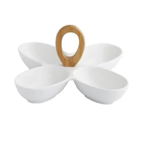 Produktbild: Sosoport Obstschale Keramik Mit Mehreren Fächern Obstpaltte Aus Keramik Für Küche Und Wohnzimmer Für Snacks Desserts Und Trockenfrüchte
