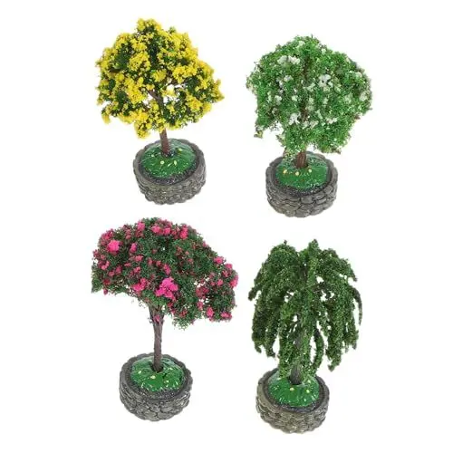 Produktbild: Sosoport Puppenhausbäume 4 Stück Miniatur-landschaftsbäume Aus Kunststoff Für Die Gartenlandschaft Miniatur-anpflanzungen