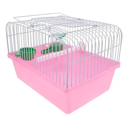 Produktbild: Sosoport Tragbarer Vogelkäfig Kanarienkäfig Hängender Vogelkäfig Kleiner Vogelkäfig Haustierkäfig Vogelkäfigträger Tragbarer Hamsterkäfig Reisekäfig Für Haustierprodukte Rosa Eisen
