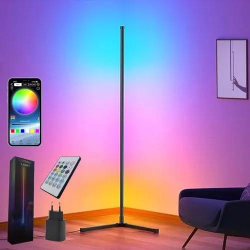 Produktbild: Sotipevs LED Stehlampe Wohnzimmer, 153cm Standleuchte Dimmbar, Musik Sync, DIY-Modus, Ecklampe RGB mit Fernbedienung und APP, Stehleuchte für Wohnzimmer Schlafzimmer Gaming-Raum