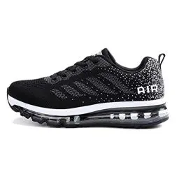 Produktbild: sotirsvs Herren Damen Sportschuhe Laufschuhe Straßenlaufschuhe Sneaker mit Luftpolster Turnschuhe Atmungsaktiv Leichte Schuhe Black White 39 EU