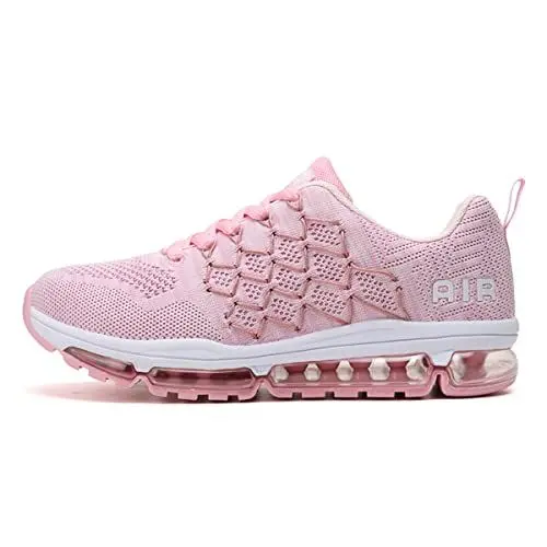 Produktbild: sotirsvs Herren Damen Sportschuhe Laufschuhe Straßenlaufschuhe Sneaker mit Luftpolster Turnschuhe Atmungsaktiv Leichte Schuhe Pink 42 EU