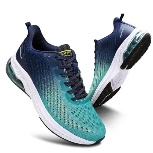 Produktbild: sotirsvs Sportschuhe Herren Laufschuhe Damen Leichtgewicht Luftpolster Turnschuhe Straßenlaufschuhe Sneaker Joggingschuhe Atmungsaktiv Gym Fitness Outdoor Schuhe BlueWhite 46 EU