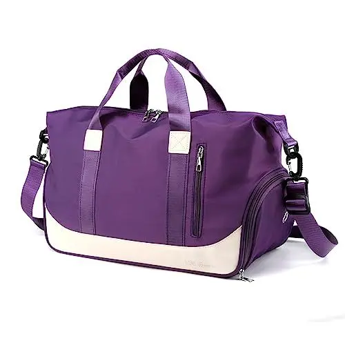 Produktbild: sotirsvs Unisex Sporttasche 47x22x25 20-35L Reisetasche mit Schuhfach und Nassfach Weekender Travel Gym Bag Wasserdicht Trainingstasche Verstellbarer Schultergurt Leichte Fitnesstasche.Dark Purple