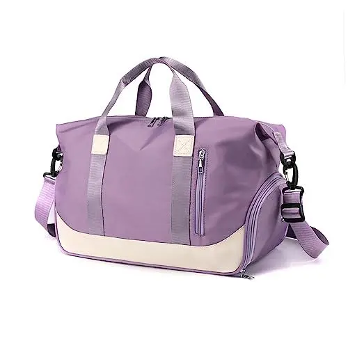 Produktbild: sotirsvs Unisex Sporttasche 47x22x25 20-35L Reisetasche mit Schuhfach und Nassfach Weekender Travel Gym Bag Wasserdicht Trainingstasche Verstellbarer Schultergurt Leichte Fitnesstasche.Light Purple