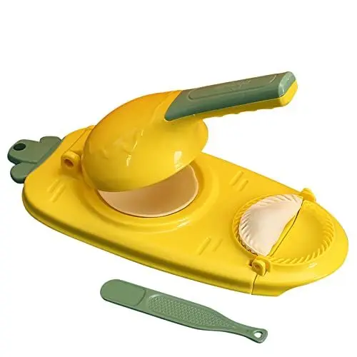 Produktbild: Souarts 2 in 1 Dumpling Teigtaschen Maker, Lazy Knödelmaschine Knödelform, Manuelle Nudelpresse Teigpresse für Zuhause,Rrestaurant(Gelb)