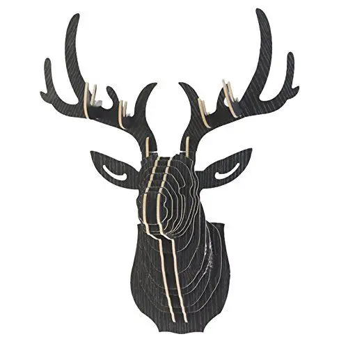 Produktbild: Souarts 3D-Skulptur, Wanddeko zum Aufhängen, Hirschkopf, Wanddekoration, Eingang schwarz