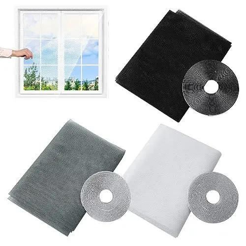 Produktbild: Souarts Fliegengitter für Fenster Dachfenster, Zuschneidbare Insektenschutz mit Starkem Klettband, Mückenschutz ohne Bohren für Schlafzimmer Wohnzimmer Balkon Badzimmer(Schwarz，150x200cm)