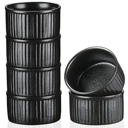 Produktbild: Soufflé Förmchen, vancasso FORTE 6 teilige Dessertschale Förmchen Set aus Steingut für Muffins, Cupcakes Creme Brulee, Fondants, 7 x 7 x H 3,5 cm