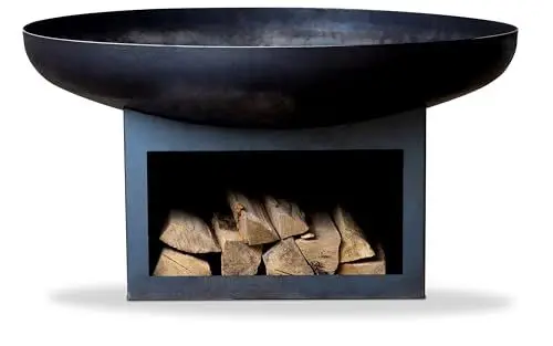 Produktbild: SOUK ONE Feuerschale Palma 80 cm mit Holzfach, Feuerschale - Feuerstelle für den Garten, Terrasse und Balkon, Feuertonne und Feuerkorb (Ø 80cm Palma)