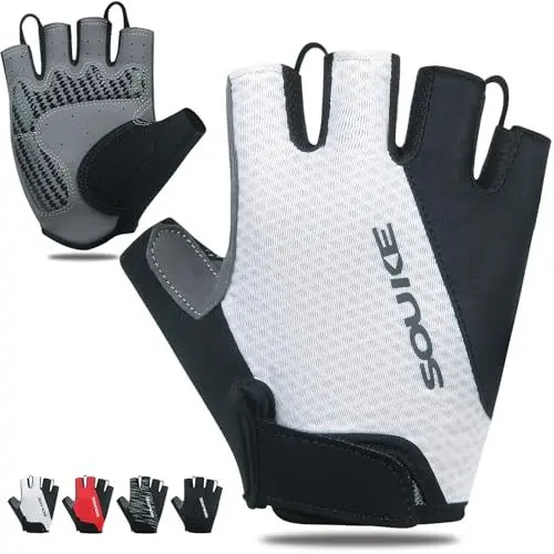 Produktbild: Souke Fingerlose Fahrradhandschuhe Gepolsterte Fahrradhandschuhe Halbe Finger Radhandschuhe Mountainbike Handschuhe Anti-Rutsch Atmungsaktiv Für Männer Frauen