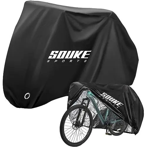 Produktbild: Souke Sports Fahrradplane Fahrradabdeckung Wasserdicht für Outdoor Aufbewahrung 210D Oxford Gewebe mit Schlossloch Schutzhülle für alle Arten von Fahrrädern 180 x 60 x 90 cm