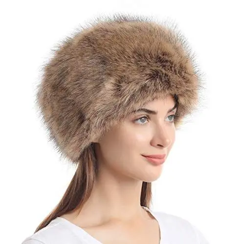 Produktbild: Soul Young Damen Fellmütze Pelzmütze Wintermütze Faux Fuchs Warm Weich Pelz mütze(Braun)