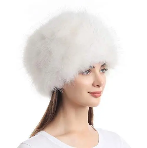 Produktbild: Soul Young Damen Fellmütze Pelzmütze Wintermütze Faux Fuchs Warm Weich Pelz mütze(Weiß)