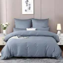 Produktbild: SOULFUL Mako Satin Bettwäsche 135x200 4 Teilig, Tencel Baumwolle Bettwäsche-Sets mit Reißverschluss, Oeko-TEX Zertifiziert, Enthält 2 Bettbezug 135x200 und 2 Kissenbezug 80x80, Ashley Blau