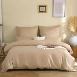 Produktbild: SOULFUL Mako Satin Bettwäsche 135x200 4 Teilig, Tencel Baumwolle Bettwäsche-Sets mit Reißverschluss, Oeko-TEX Zertifiziert, Enthält 2 Bettbezug 135x200 und 2 Kissenbezug 80x80, Beige