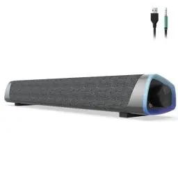 Produktbild: SOULION R30 Computer Lautsprecher, USB-betriebene Kleine PC Lautsprecher, Farbwechsel LED Licht mit Schaltertaste, Surround-Sound Tragbarer Computer Sound Bar Lautsprecher für Desktop Laptop