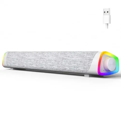 Produktbild: SOULION R30 Plus Computer Lautsprecher, USB-betrieben, Bluetooth V5.3 PC Lautsprecher, Bunte LED-Lichter mit Schaltertaste, Computer Boxen für Desktop, Laptop, Handy (kein 3,5-mm-AUX)