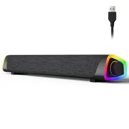 Produktbild: SOULION R30 Plus Computer Lautsprecher, USB-betriebene Bluetooth PC-Soundbar, LED-Lichter mit Schaltertaste, tragbare Computer-Soundbar für Desktop Laptops, Schwarz (kein 3,5-mm-AUX)