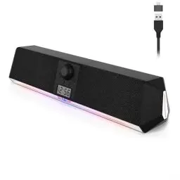 Produktbild: SOULION R80 PC Lautsprecher, USB-betrieben Computer Lautsprecher, Bluetooth PC Soundbar mit LCD Digitaluhr, Bunte Lichter Boxen für Desktop, Laptop, Tablets, Smartphone
