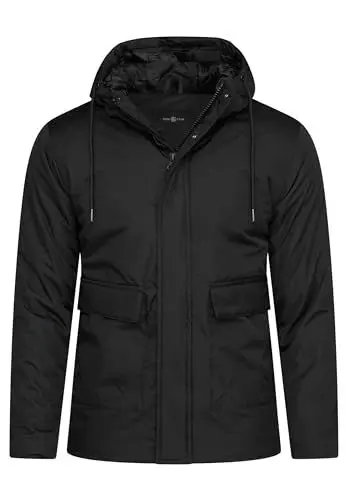 Produktbild: Soulstar Herren leichte Steppjacke Übergangsjacke mit Kapuze Blouson Puffer-Jacke Parka Jacket S2_ANFIELD-Black-L