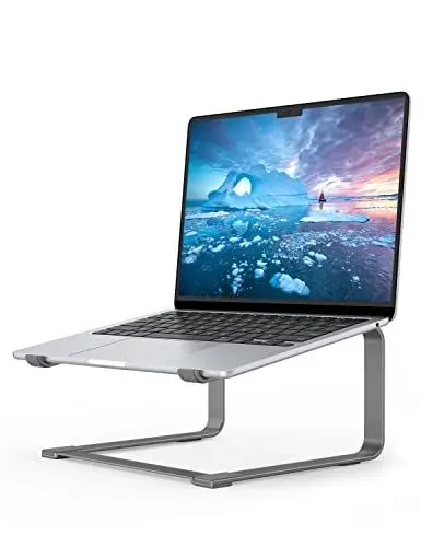 Produktbild: SOUNDANCE Laptop Ständer für Schreibtisch, Metall Computer Riser, Schwere Stabile PC Halterung, Ergonomische Laptops Aufzug für 12 bis 17,3 Zoll Notebook Computer, Grau