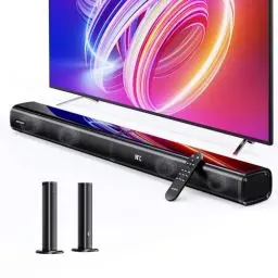 Produktbild: Soundbar für TV Geräte 2.2 Kanal MEVOSTO Abnehmbare 2-in-1-Soundbar mit Integriertem Dualen Subwoofer Höhen & Bässe Einstellbar ARC/Optisch/AUX/BT 5.0 Heimkino Soundsystem Wandmontage-80cm