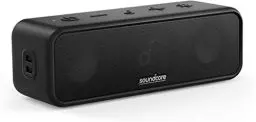 Produktbild: soundcore 3 Bluetooth Lautsprecher, Stereo-Sound, Audiotreiber mit Titan-Membran, PartyCast, BassUp, 24 Stunden Akku, IPX7 Wasserschutz, individueller EQ, für Zuhause, Draußen, Garten (in Schwarz)