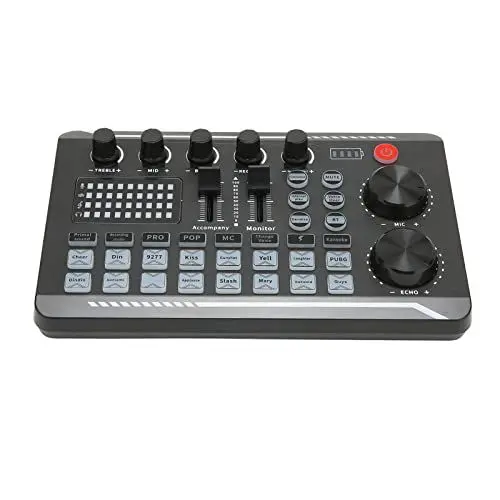 Produktbild: Sound-Mixer-Board, Voice-Changer-Soundkarte mit Mehreren Soundeffekten, Live-Soundkarte für Live-Streaming, Audio-Mixer für Musikaufnahme, Karaoke-Gesangsübertragung