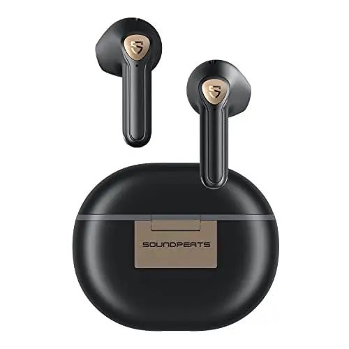 Produktbild: SoundPEATS Bluetooth Kopfhörer mit LDAC Hi-Res Audio, Air3 Deluxe HS Semi In-Ear Kabellose Kopfhörer mit ENC Mic, APP-Steuerung, 14,2 mm Großer Treiber Ohrhörer 20H, Spielmodus, In-Ear-Erkennung