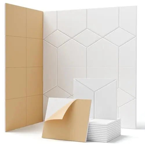 Produktbild: Soundsbay Akustikplatten Selbstklebend 12 Stück, Schallabsorber, Schallschutz, Schalldämmung Wand tür Decken, Akustikpaneele für Akustische Behandlung und Wanddekoration 30x26x0.9cm (Weiß)